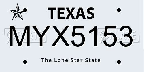 MYX5153 Texas License Plate