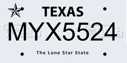 MYX5524 Texas License Plate