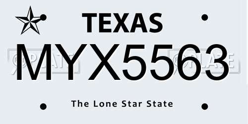 MYX5563 Texas License Plate