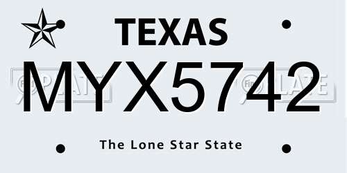 MYX5742 Texas License Plate