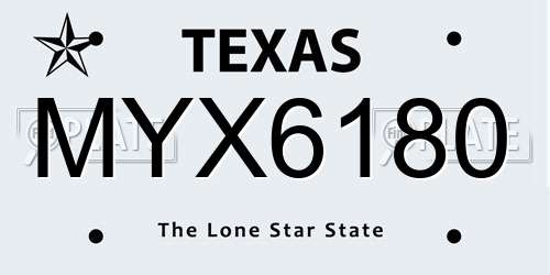 MYX6180 Texas License Plate
