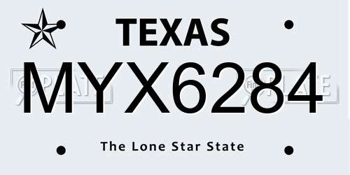 MYX6284 Texas License Plate