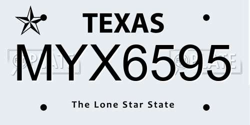 MYX6595 Texas License Plate