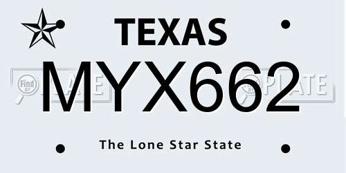 MYX662 Texas License Plate