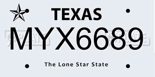 MYX6689 Texas License Plate