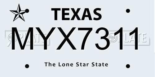 MYX7311 Texas License Plate