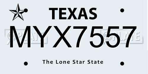 MYX7557 Texas License Plate