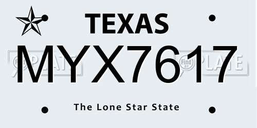 MYX7617 Texas License Plate