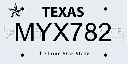 MYX782 Texas License Plate