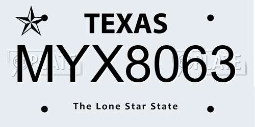 MYX8063 Texas License Plate