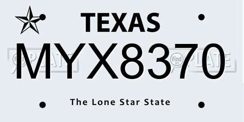 MYX8370 Texas License Plate