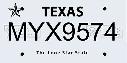 MYX9574 Texas License Plate