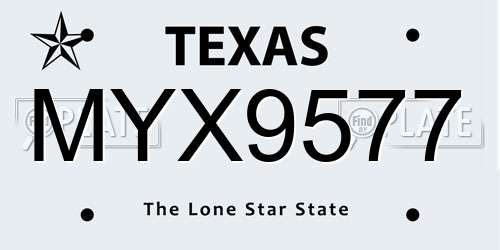MYX9577 Texas License Plate