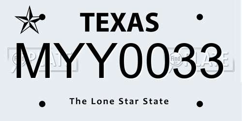 MYY0033 Texas License Plate