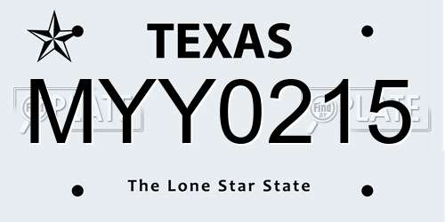 MYY0215 Texas License Plate