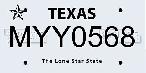 MYY0568 Texas License Plate