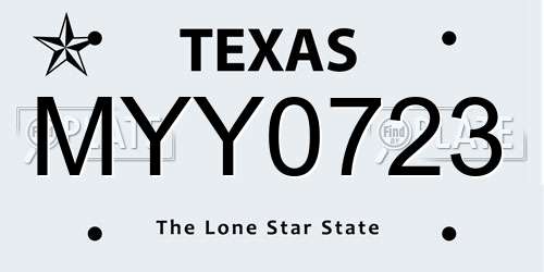 MYY0723 Texas License Plate