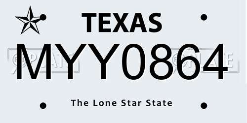 MYY0864 Texas License Plate