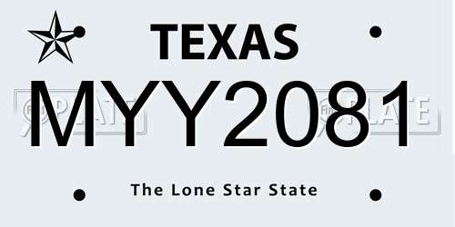 MYY2081 Texas License Plate