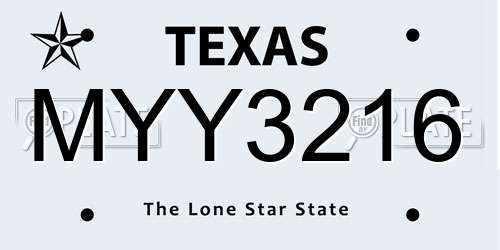 MYY3216 Texas License Plate