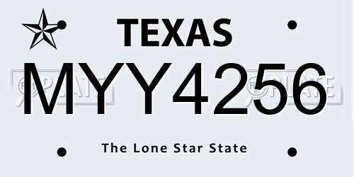 MYY4256 Texas License Plate