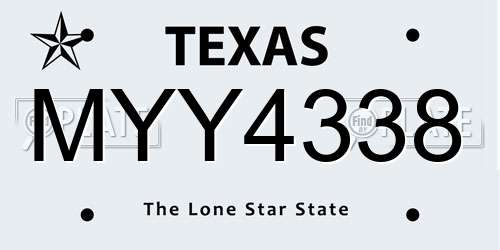 MYY4338 Texas License Plate
