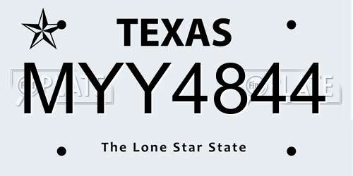 MYY4844 Texas License Plate