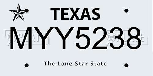 MYY5238 Texas License Plate