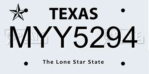 MYY5294 Texas License Plate