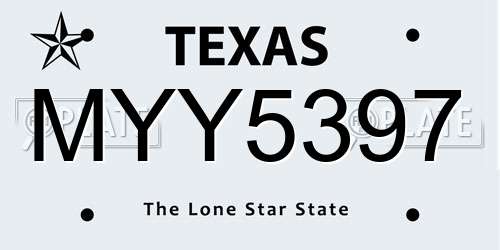 MYY5397 Texas License Plate