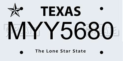 MYY5680 Texas License Plate