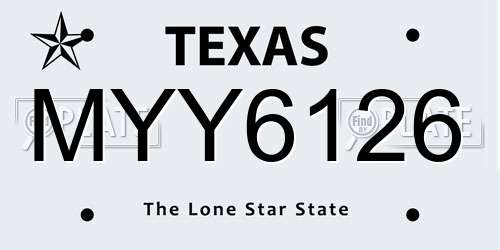 MYY6126 Texas License Plate
