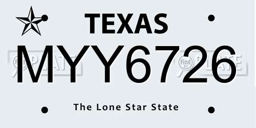MYY6726 Texas License Plate