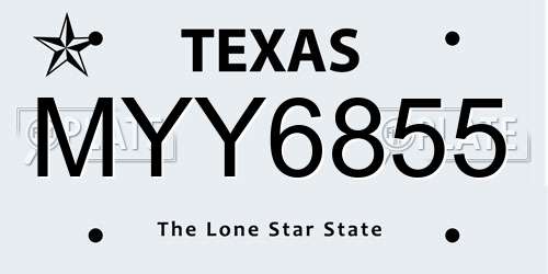 MYY6855 Texas License Plate