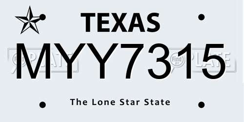 MYY7315 Texas License Plate