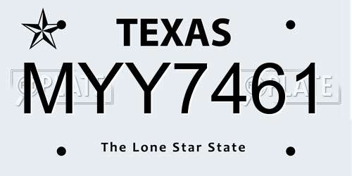 MYY7461 Texas License Plate