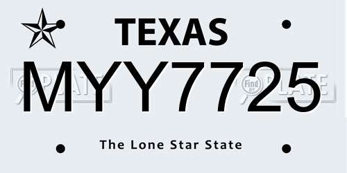 MYY7725 Texas License Plate