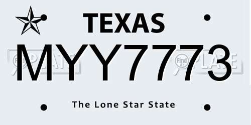 MYY7773 Texas License Plate