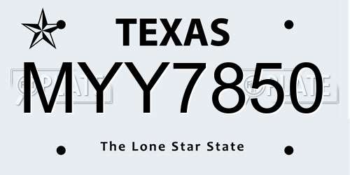 MYY7850 Texas License Plate