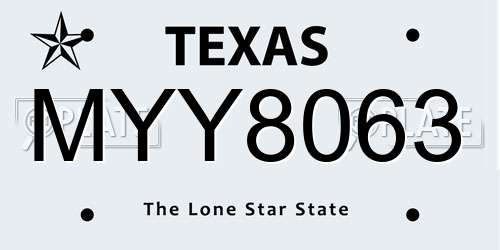 MYY8063 Texas License Plate