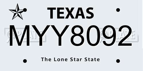 MYY8092 Texas License Plate