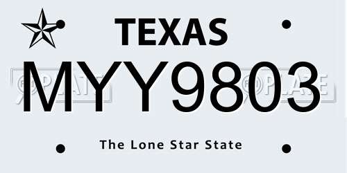 MYY9803 Texas License Plate