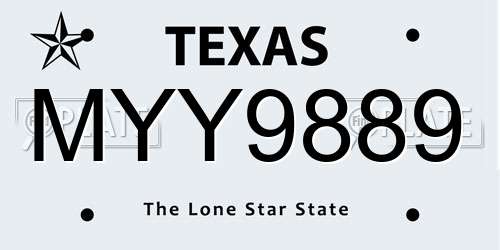 MYY9889 Texas License Plate
