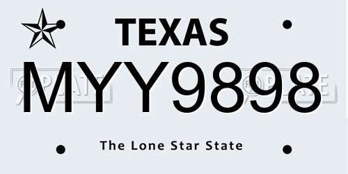 MYY9898 Texas License Plate