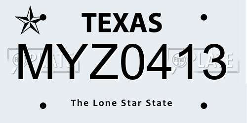 MYZ0413 Texas License Plate