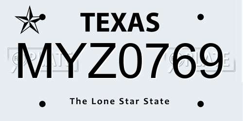 MYZ0769 Texas License Plate
