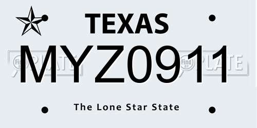 MYZ0911 Texas License Plate