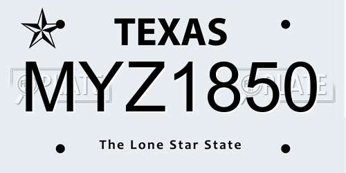 MYZ1850 Texas License Plate