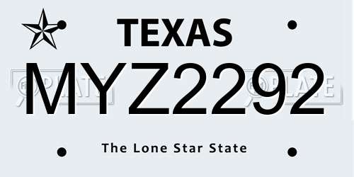 MYZ2292 Texas License Plate