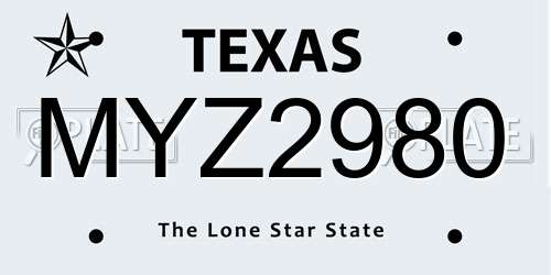 MYZ2980 Texas License Plate